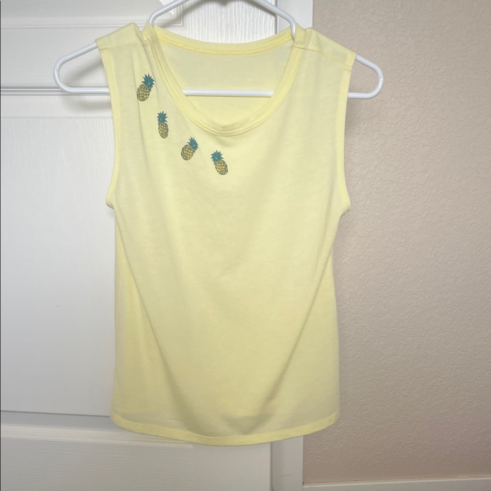 Sunny Yellow Pineapple Embellished Muscle Tee